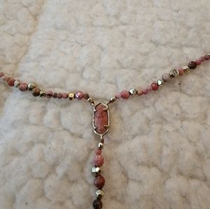 Kendra Scott Bethany Gold Tone Pink Rhodonite Y lariat necklace